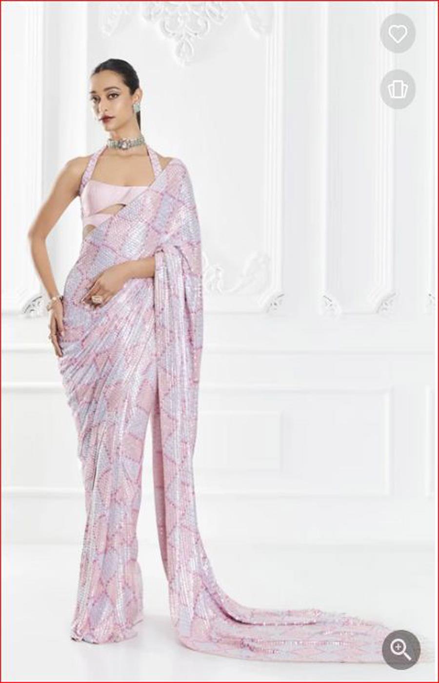 Cream Premium Georgette Digital Print Work Saree